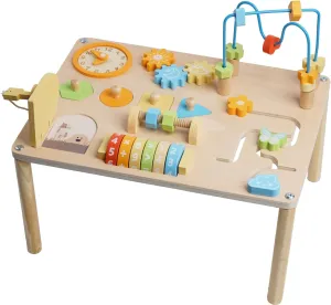 Wooden Activity Table Montessori Toy for 1 Year Old | Baby Standing Activity Center Sensory Play Table | Toddler Activity Table for 12 Months | Standing Toys for Babies & Kids 1-3 Years