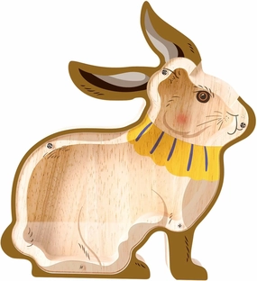 Wooden Bunny Piggy Bank for Kids, Unbreakable Wooden Coin Bank for Kids, Cute Cashbox Money Bank, Piggy Money Jar Personalized Christmas Birthday Easter Gift, Piggy Bank Toy