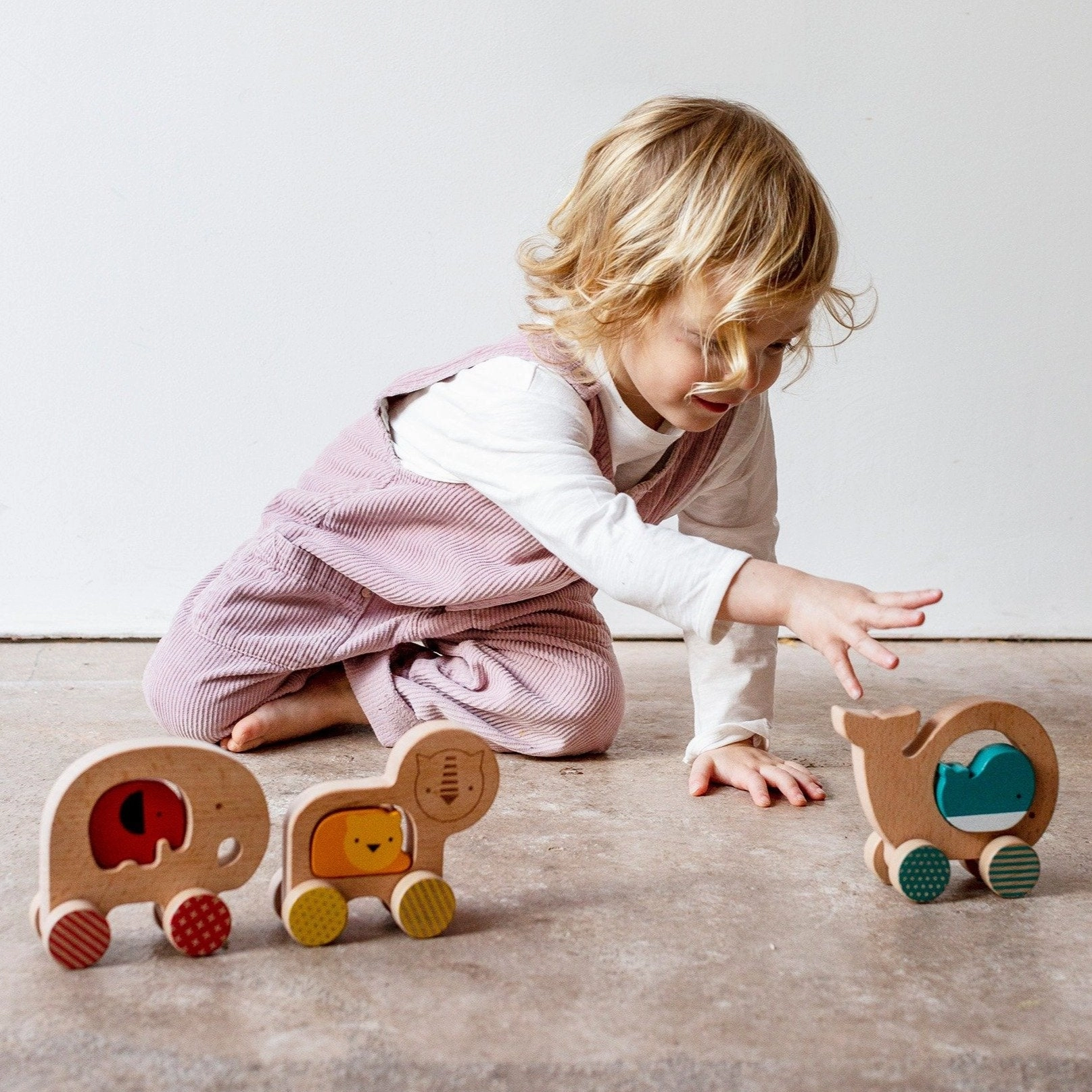 Wooden Push Along Toy Elephant