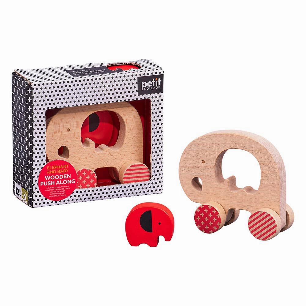 Wooden Push Along Toy Elephant