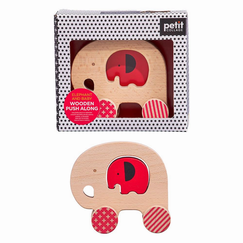 Wooden Push Along Toy Elephant