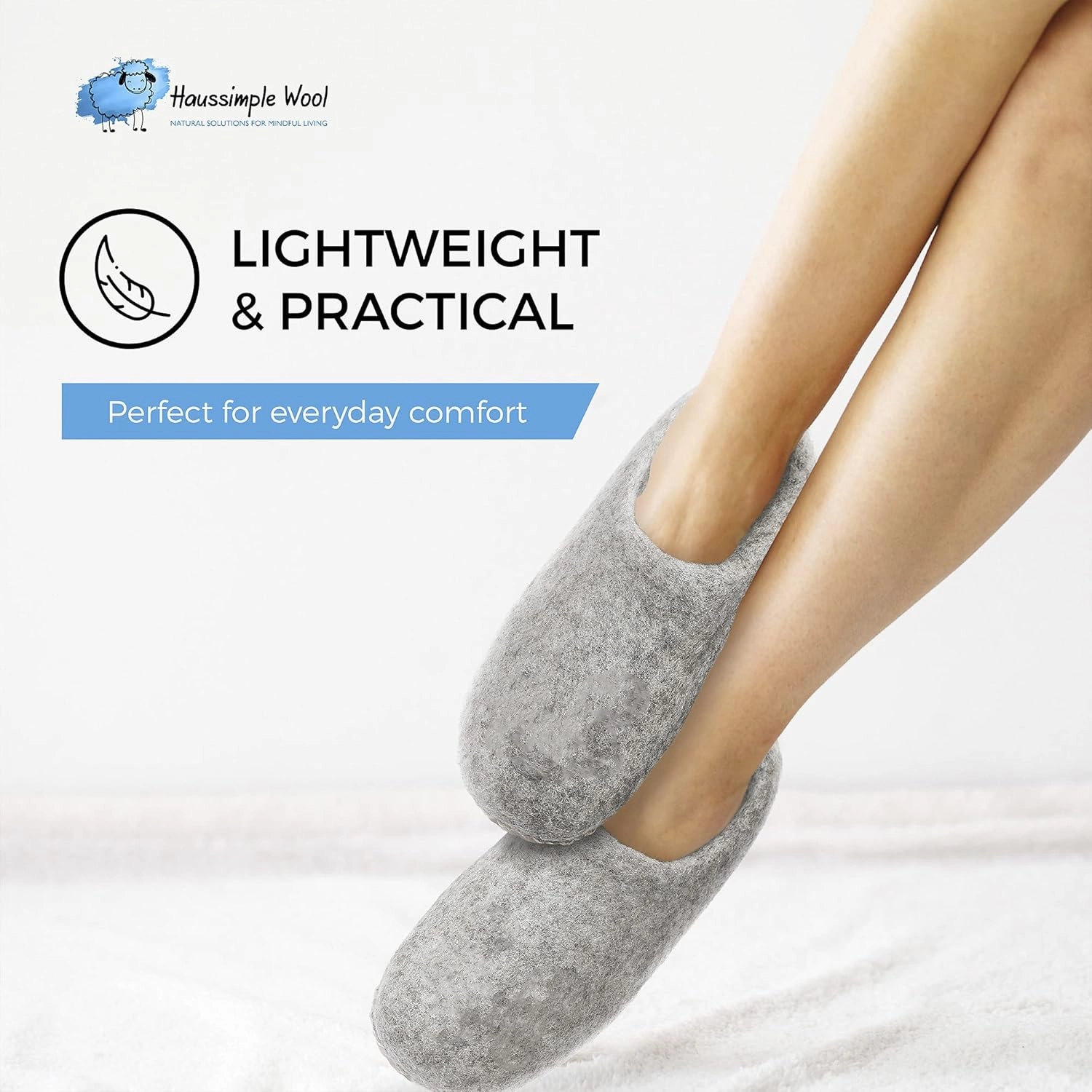 Wool Indoor Slippers - Natural Organic Wool, Genuine Leather Sole, Handmade in Nepal - Cozy, Warm, Soft, Unisex Non-Slip House Shoes for Men & Women - Perfect for Winter Comfort