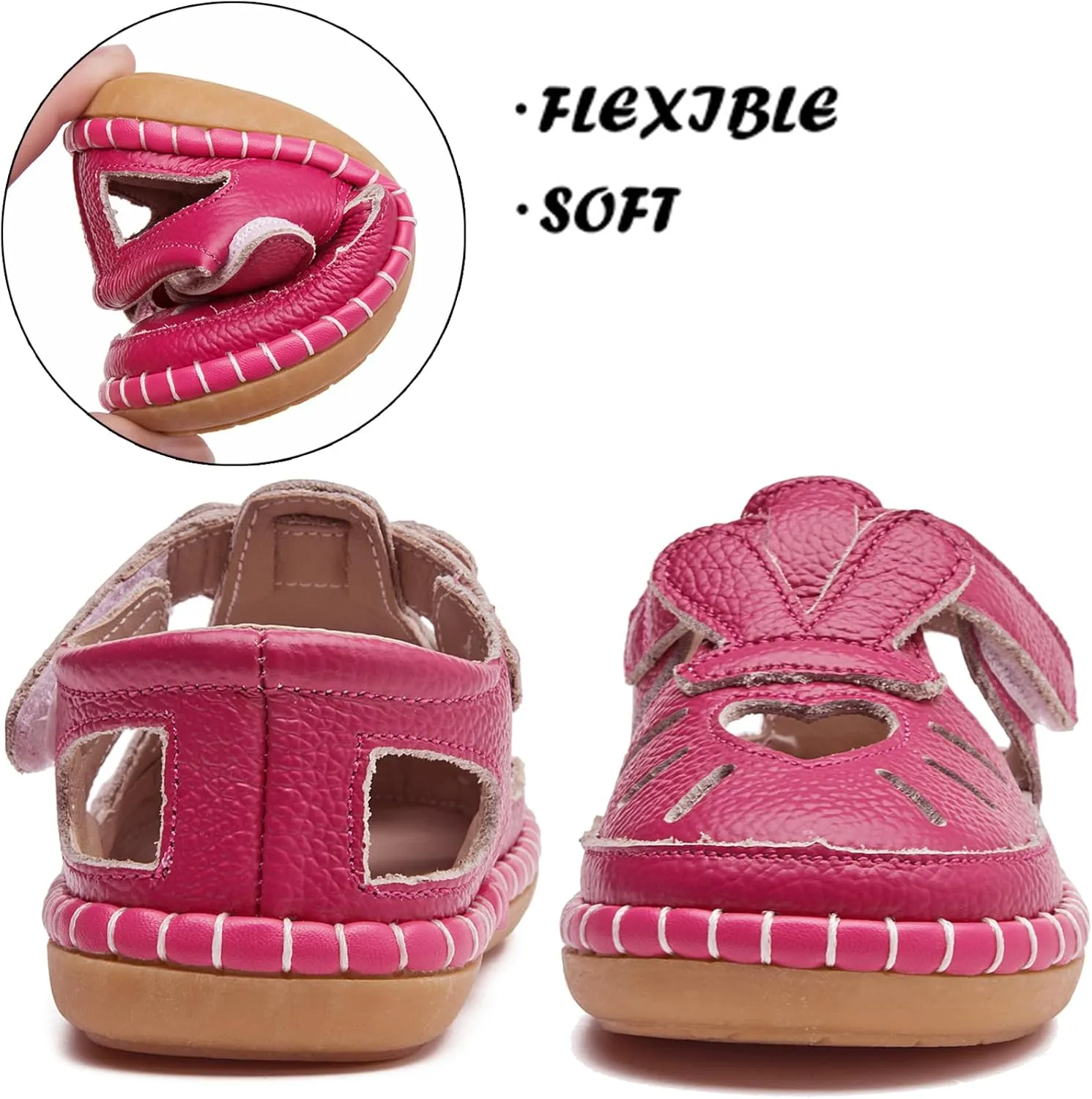 WUIWUIYU New Born Baby Boys Girls Closed Toe Summer Sandals Bunny Heart Shape Baby Shower Athletic Sandals Outdoor Learn Walker Shoes