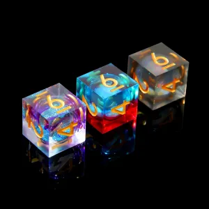 YEMEKO 3Pcs 3Color D6 Liquid Core DND Dice Set with 3Color, 6 Sided Dice 16mm Handmade DND Dice Quicksand Ball for Dungeons and Dragons