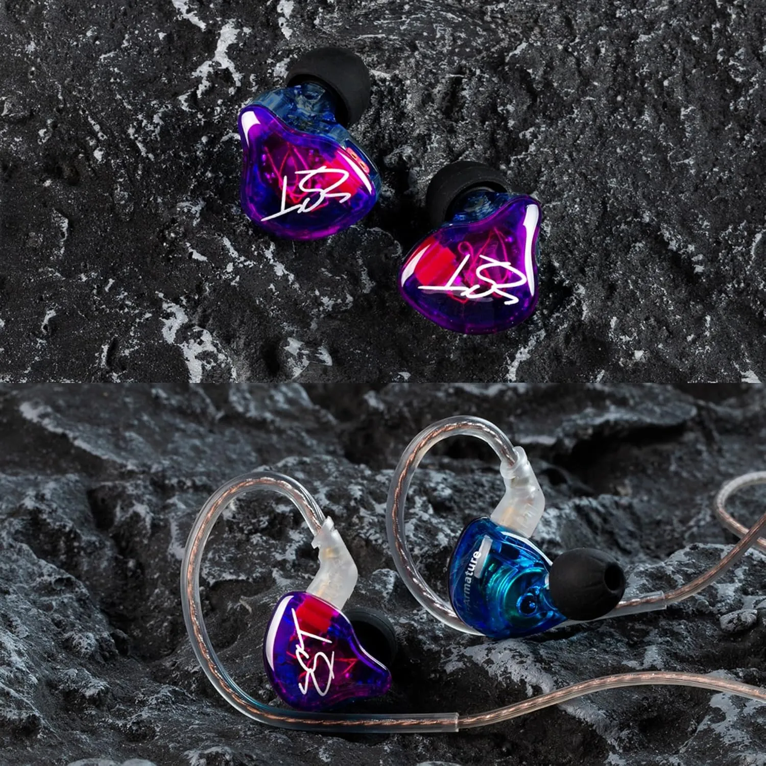 YINYOO KZ ZST Hybrid Banlance Armature with Dynamic in-Ear Earphone 1BA 1DD HiFi Headset in Ear Monitors Headphones Wired Earbuds Gaming Earbuds (ZST mic)
