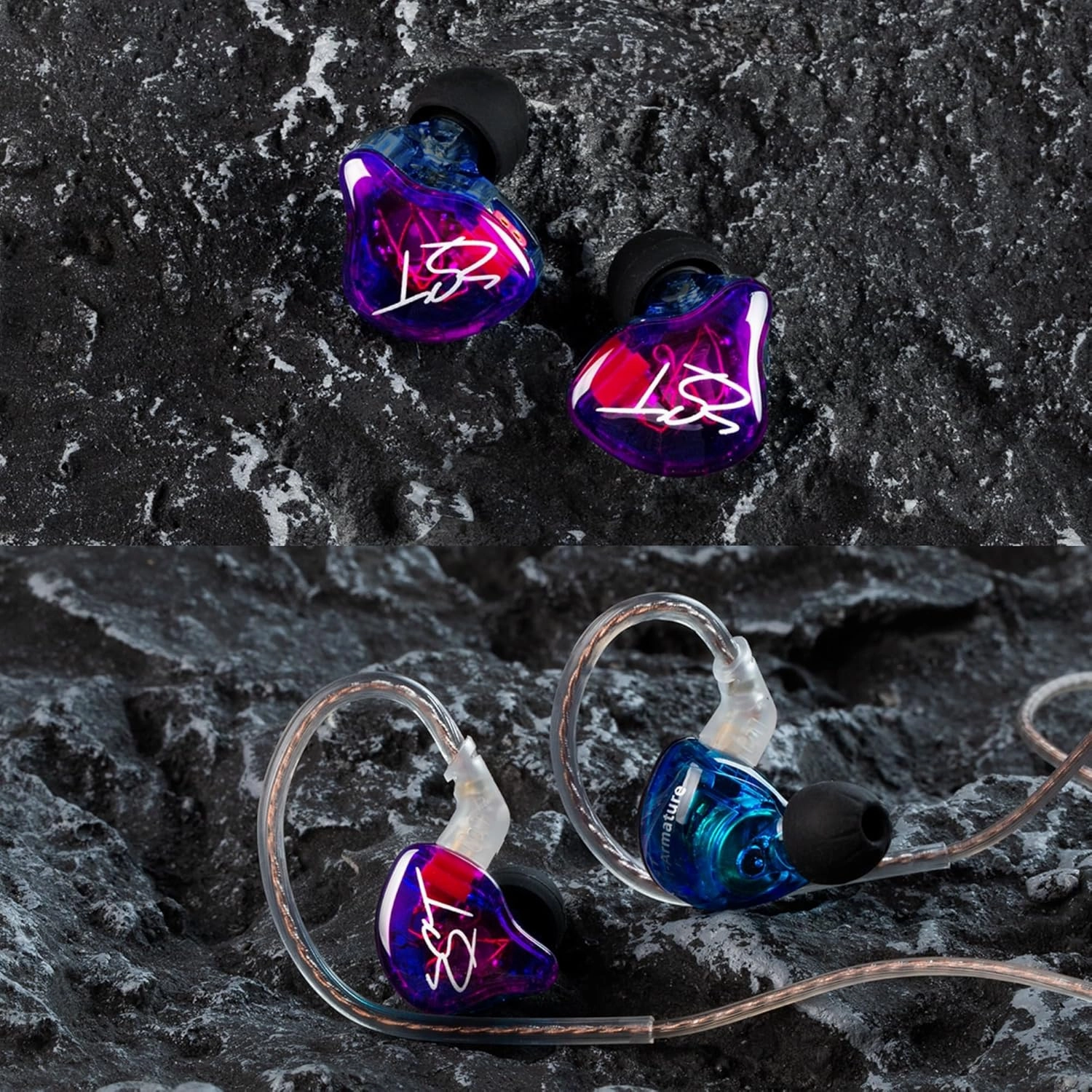 YINYOO Easy KZ ZST Colorful Hybrid Banlance Armature with Dynamic in-Ear Earphone 1BA 1DD HiFi Headset KZ in Ear Monitors Headphones Wired Earbuds IEM Earphones Gaming Earbuds (Colorful Without mic)
