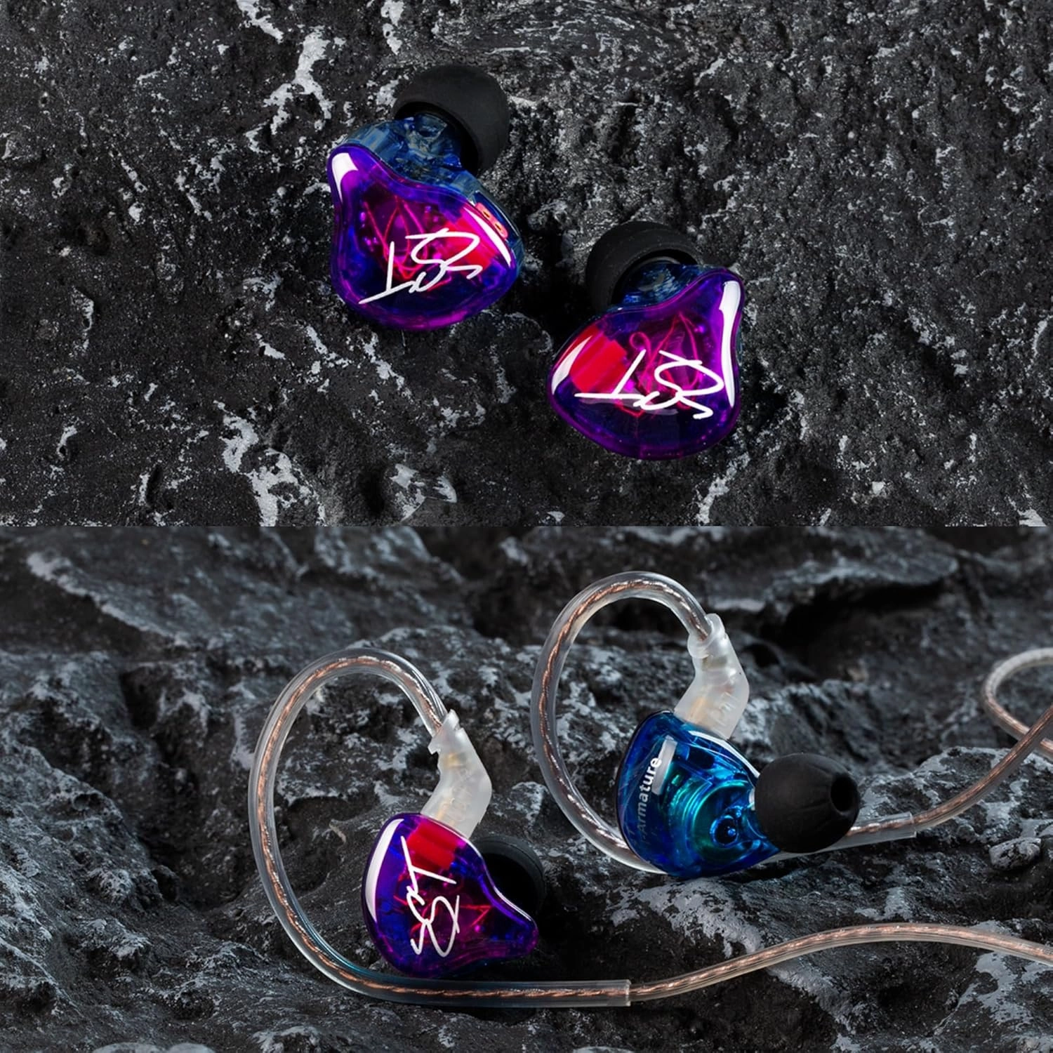 YINYOO Easy KZ ZST Colorful Hybrid Banlance Armature with Dynamic in-Ear Earphone 1BA 1DD HiFi Headset KZ in Ear Monitors Headphones Wired Earbuds IEM Earphones Gaming Earbuds (Colorful Without mic)