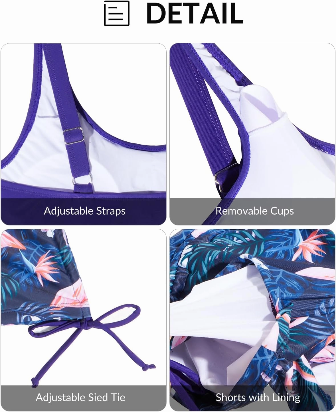 Yonique Blouson Tankini Swimsuits for Women 2 Piece Bathing Suits Tops with Boyshorts Modest Loose Fit Swimwear