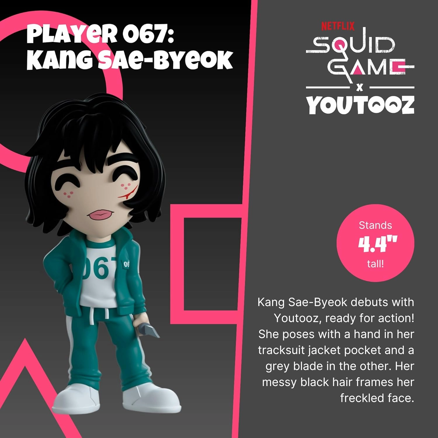 Youtooz Player 067: Kang Sae-Byeok 4.4" Inch Vinyl Figure, Collectible Kang Sae-Byeok from Squid Game by Youtooz Squid Game Collection