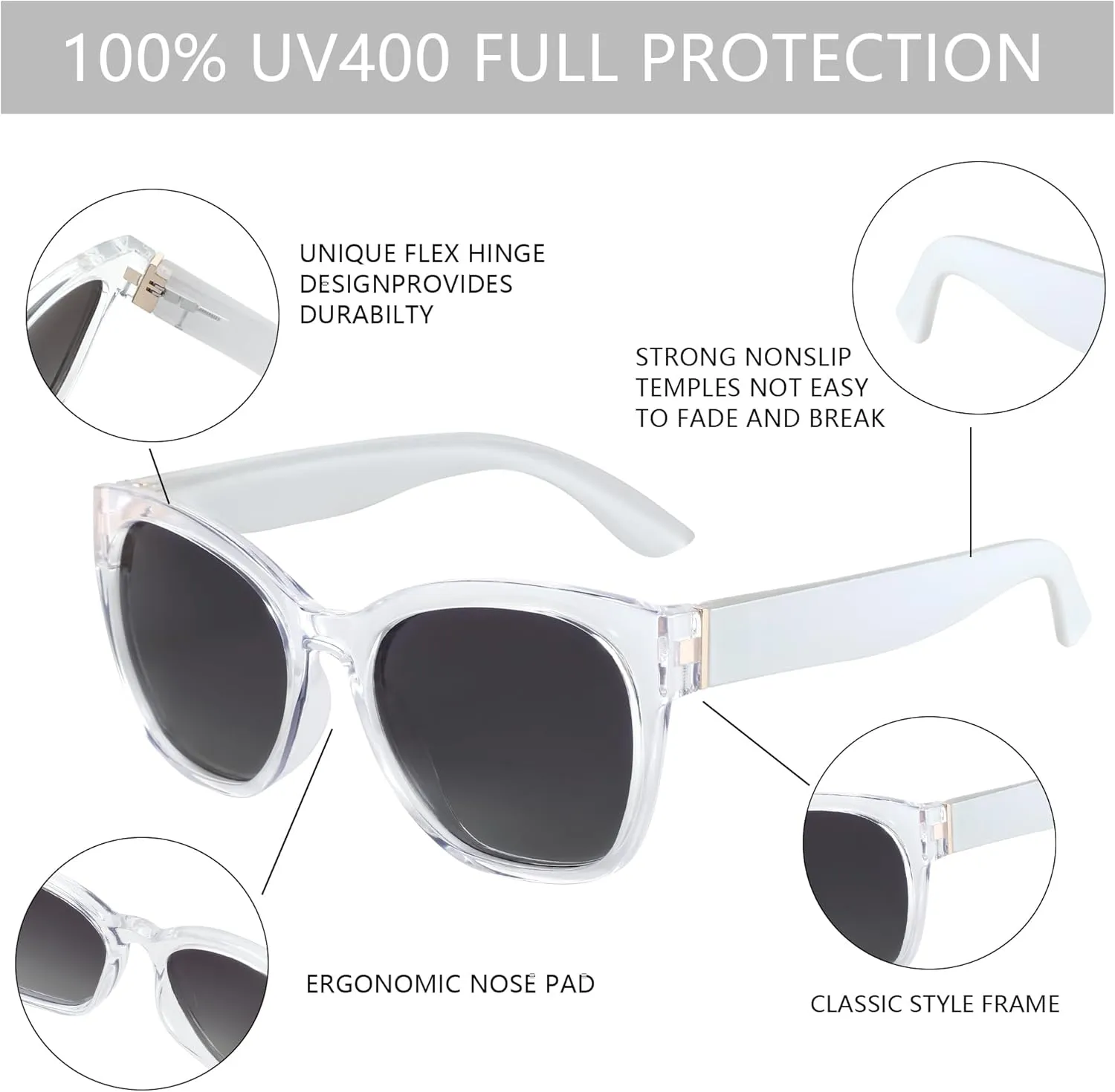 ZENOTTIC Cateye Polarized Sunglasses for Women - Oversized Sun Glasses UV400 Protection Retro Shades Designer Style