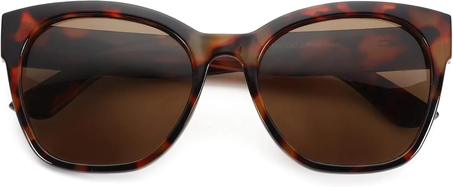 ZENOTTIC Cateye Polarized Sunglasses for Women - Oversized Sun Glasses UV400 Protection Retro Shades Designer Style
