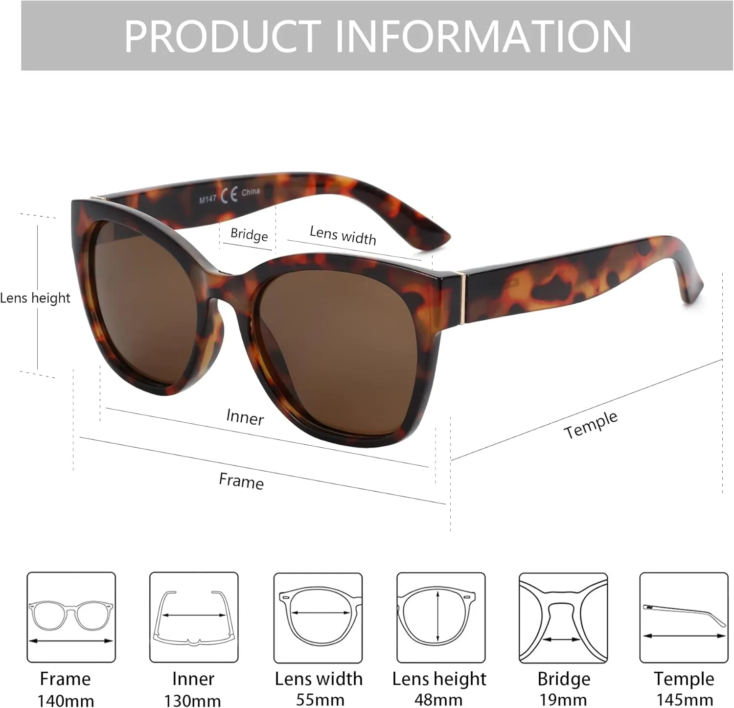 ZENOTTIC Cateye Polarized Sunglasses for Women - Oversized Sun Glasses UV400 Protection Retro Shades Designer Style