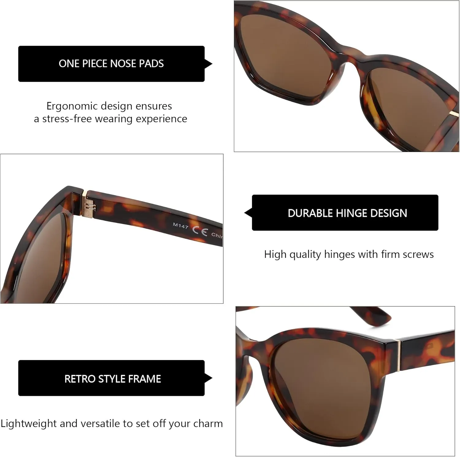 ZENOTTIC Cateye Polarized Sunglasses for Women - Oversized Sun Glasses UV400 Protection Retro Shades Designer Style