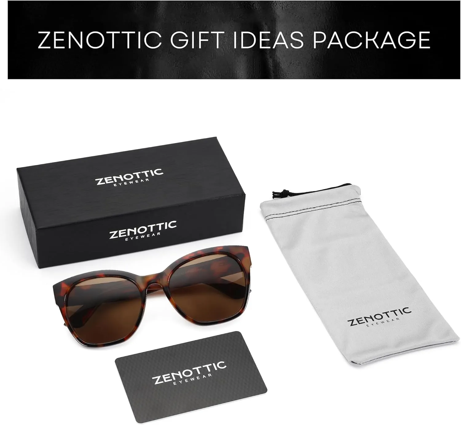 ZENOTTIC Cateye Polarized Sunglasses for Women - Oversized Sun Glasses UV400 Protection Retro Shades Designer Style