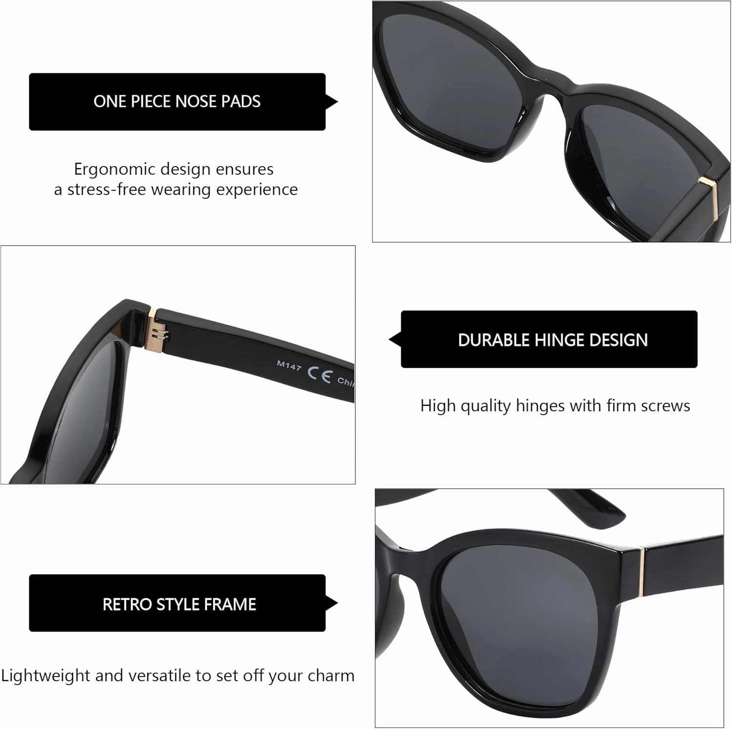 ZENOTTIC Cateye Polarized Sunglasses for Women - Oversized Sun Glasses UV400 Protection Retro Shades Designer Style