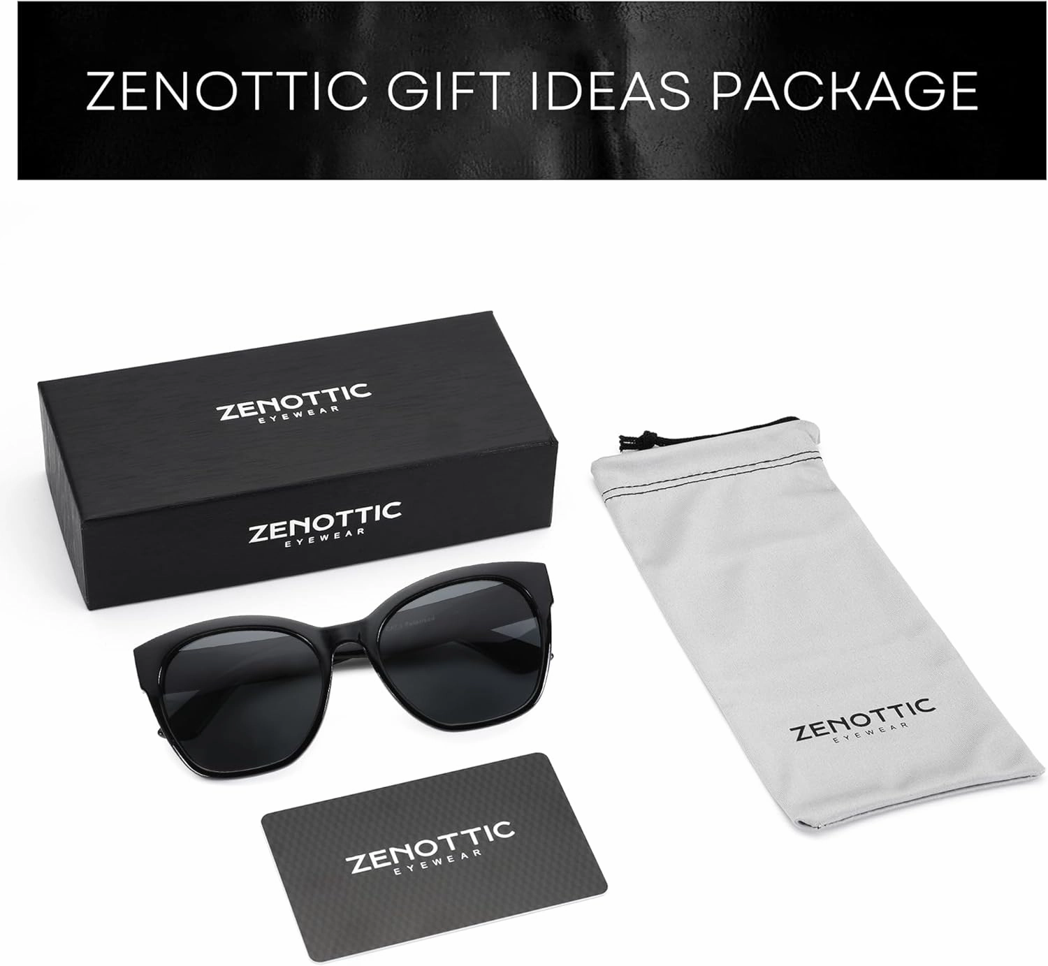 ZENOTTIC Cateye Polarized Sunglasses for Women - Oversized Sun Glasses UV400 Protection Retro Shades Designer Style