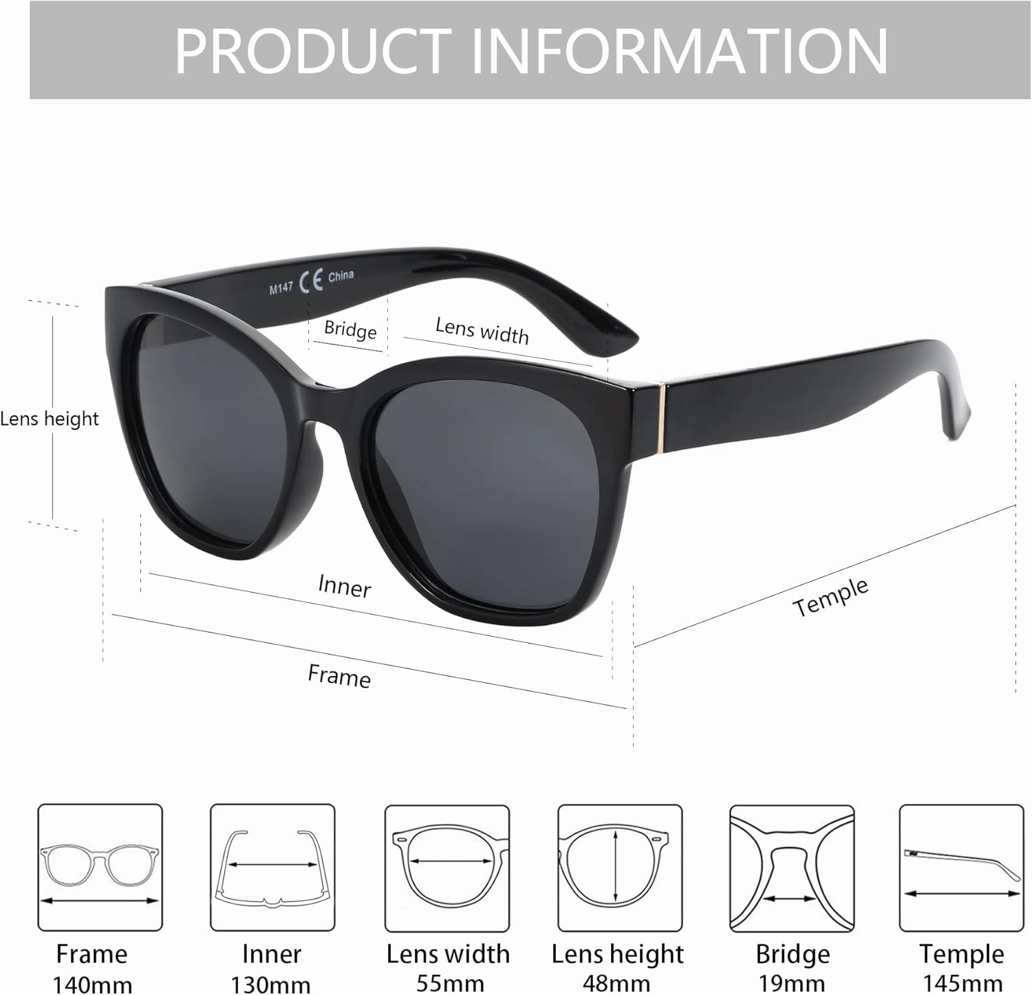 ZENOTTIC Cateye Polarized Sunglasses for Women - Oversized Sun Glasses UV400 Protection Retro Shades Designer Style