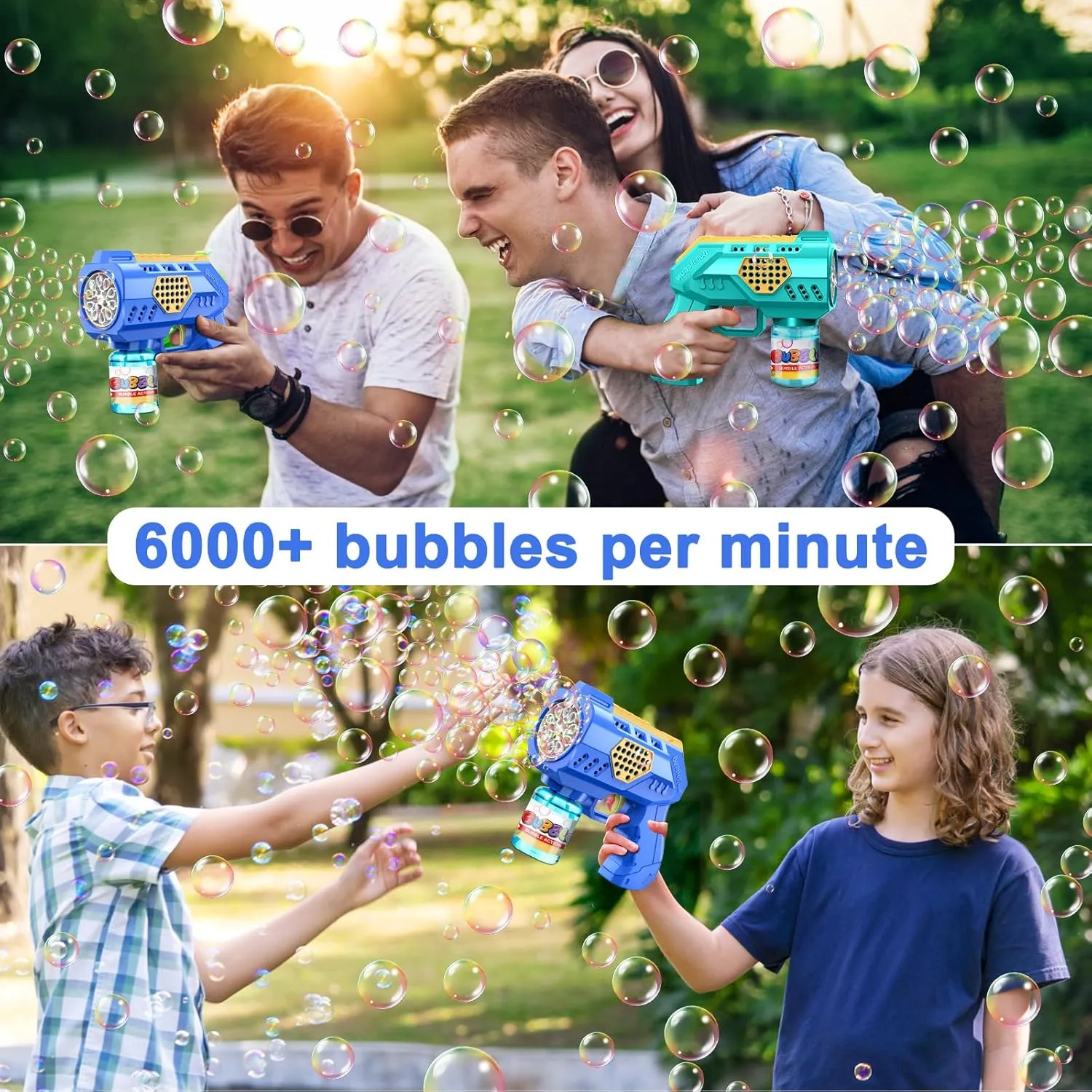 Zerhunt Automatic Bubble Gun Bubble Toys: 2-Pack Bubble Blaster Guns with Rich Bubbles for Outdoor Wedding Party Fun - Great Summer Toy for Toddlers Kids 4-8 - Ideal Gift for Birthday & Easter