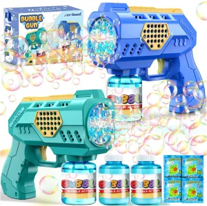 Zerhunt Automatic Bubble Gun Bubble Toys: 2-Pack Bubble Blaster Guns with Rich Bubbles for Outdoor Wedding Party Fun - Great Summer Toy for Toddlers Kids 4-8 - Ideal Gift for Birthday & Easter