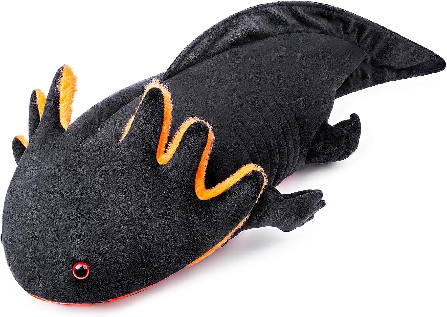 ZHONGXIN MADE Large Axolotl Plush - Super Large Weighted Black Axolotl Stuffed Animal, 30 Inches Long, Realistic Cute Ambystoma Creepy Amphibians Plush Toys, Unique Plush Gift Collection for Kids