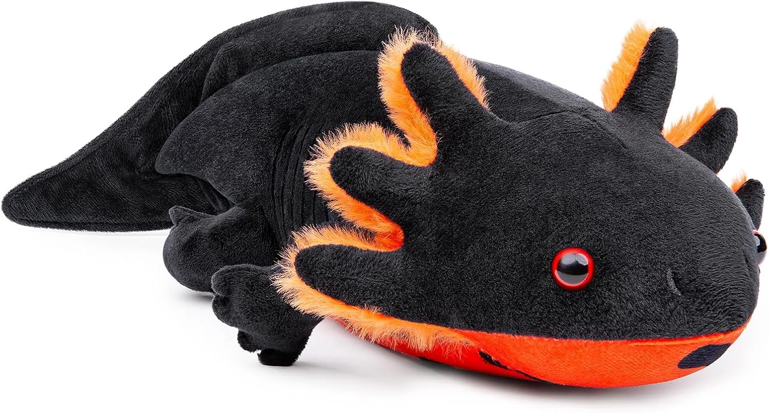 ZHONGXIN MADE Large Axolotl Plush - Super Large Weighted Black Axolotl Stuffed Animal, 30 Inches Long, Realistic Cute Ambystoma Creepy Amphibians Plush Toys, Unique Plush Gift Collection for Kids