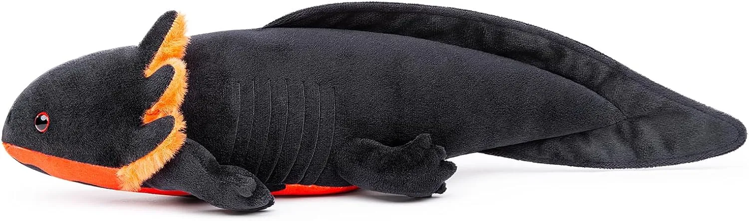 ZHONGXIN MADE Large Axolotl Plush - Super Large Weighted Black Axolotl Stuffed Animal, 30 Inches Long, Realistic Cute Ambystoma Creepy Amphibians Plush Toys, Unique Plush Gift Collection for Kids