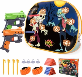 Zombie Shooting Game Practice Target Toys Foam Blaster Sets，with 2 Foam Dart Blasters 40 Foam Darts，Halloween Indoor Activity Game for Kids，Compatible with Nerf Guns